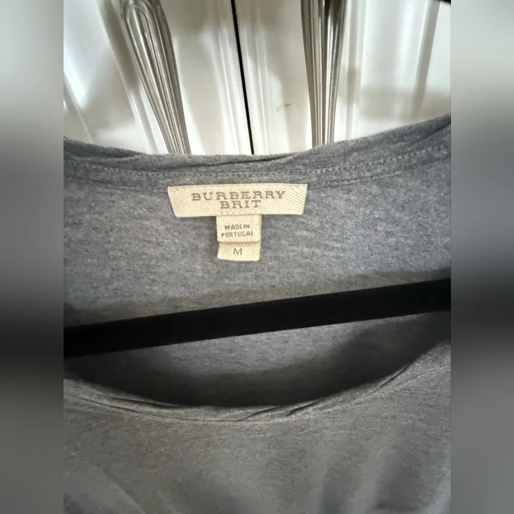Burberry Brit T-Shirt Women's Medium M Grey Short Sleeve Designer Classic - Picture 2 of 6